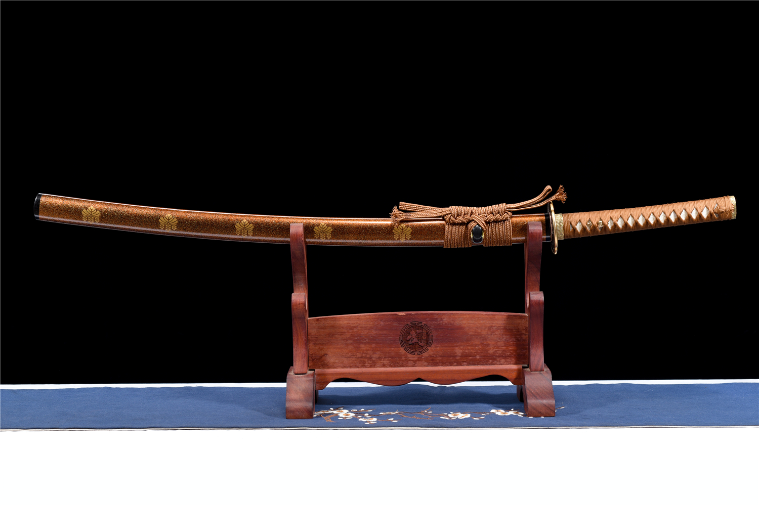 高端武士刀系列——百炼钢夹钢武士刀【五七桐纹打刀】 - 刀剑产品网