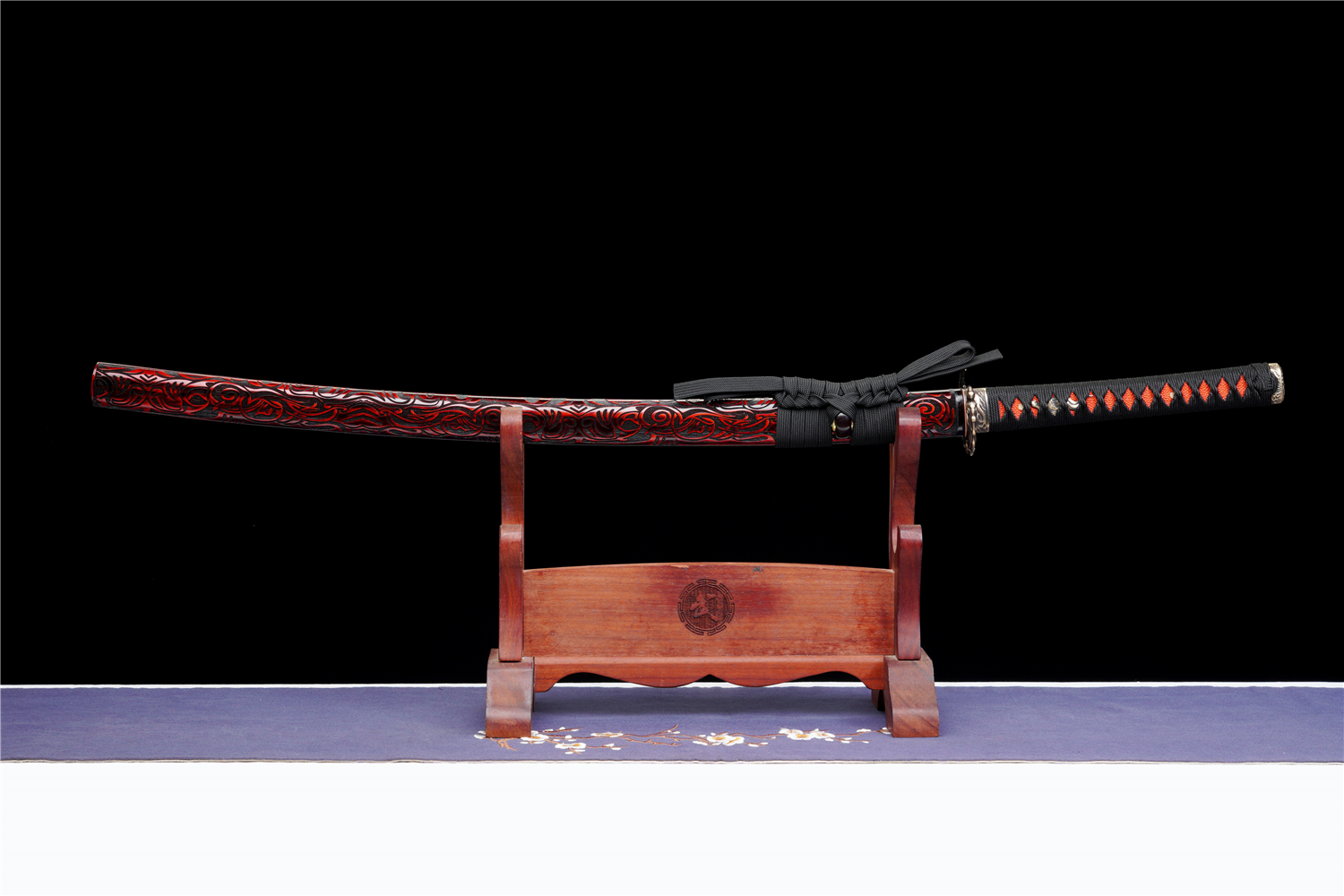 大马士革彩钢发红武士刀【念龙】 - 刀剑产品网