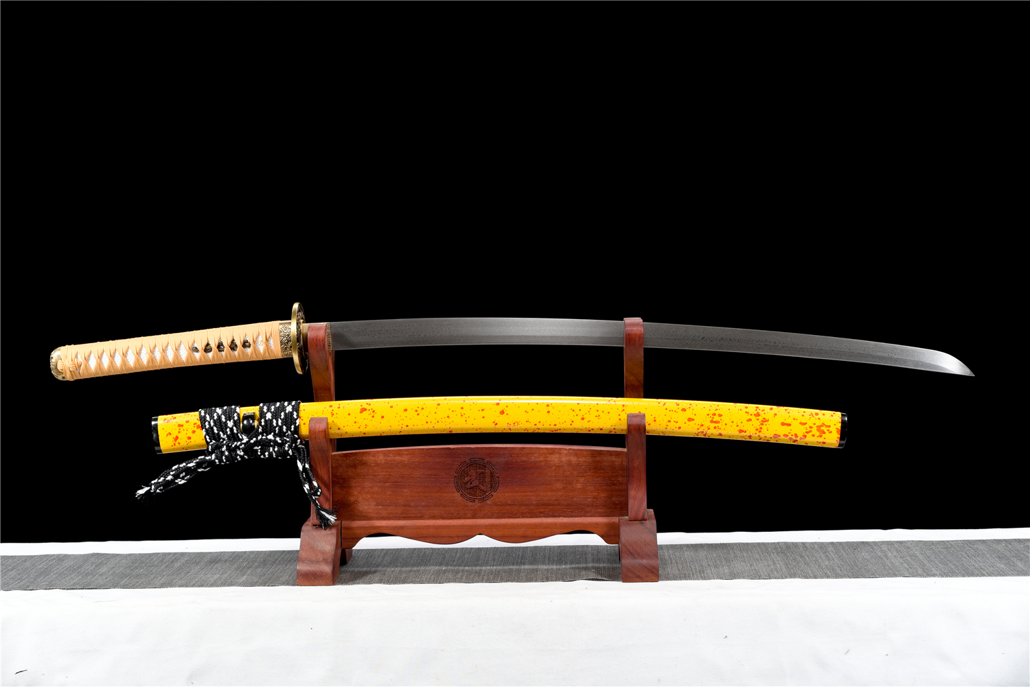 铜装花纹钢四叶草纹武士刀【黄龙打刀】 - 刀剑产品网