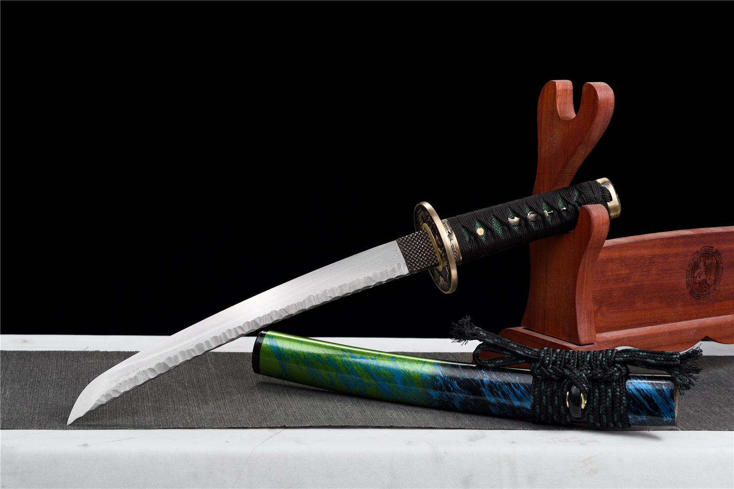 煅打石纹花纹钢武士刀【鬼武士短刀】 - 刀剑产品网